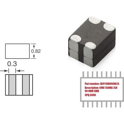 My Group Asia 3000PCS DLP11SN900HL2L 2 Line Common Mode Choke Surface Mount 90 Ohms 100 MHz 150mA SMD CMC Filters in Stock