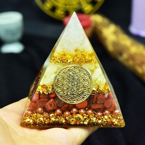 Natural Crystal Energy Orgon Pyramid Ornaments Crystal Epoxy Orgonite Resin Crafts Jewelry Decoration