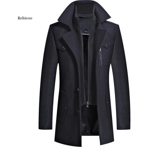 New Casual Thick Wool Winter Coat Men Good Quality Double Color Man Coat Winter