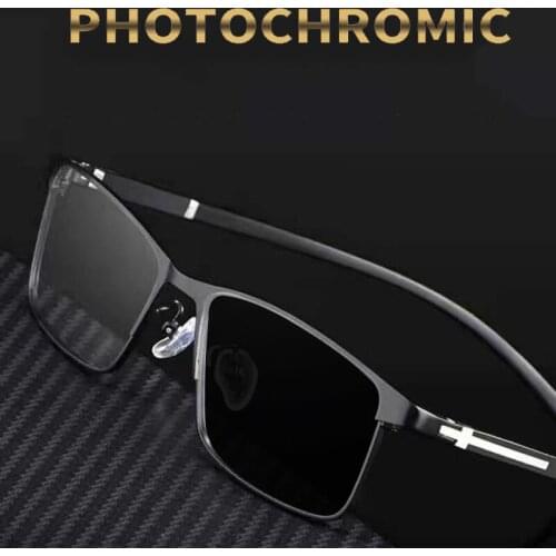 Cross Decoration Progressive Photochromic Reading Glasses Men Flexible Multifocal Anti Blue Ray Presbyopic Glasses TR90 Half Rim
