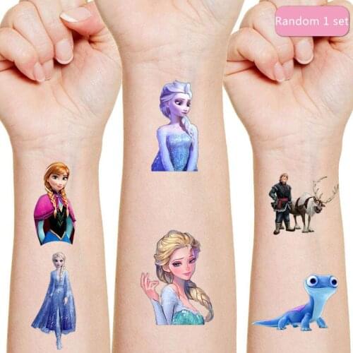 Disney Anna Elsa Originales Tattoo Sticker 4 different Action Figure frozen Princess Cartoon Kids Girls Christmas Birthday Gift