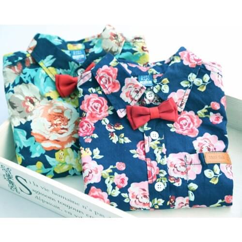 2017 Autumn New Shirts Boys Flower-print shirt Baby Fashion floral Shirts Child Spring Autumn Long Sleeve Shirts