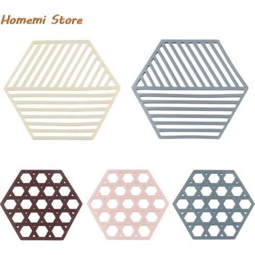 Silicone Tableware Insulation Mat Coaster Cup Hexagon Mats Pad Heat-insulated Bowl Placemat Home Decoration Desktop Pad
