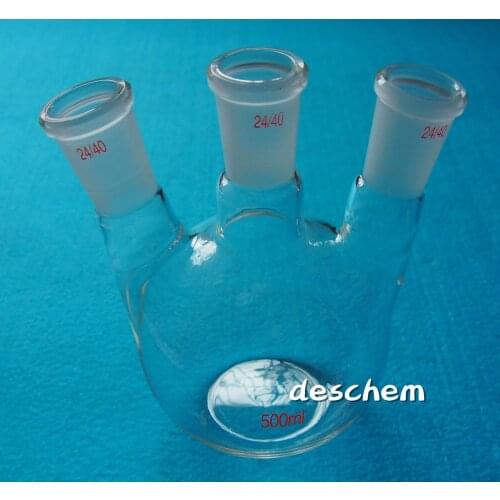 500ml,24/40,3-Neck,Glass Flask,Flat Bottom,Three Necks,Lab Chemistry Bottle