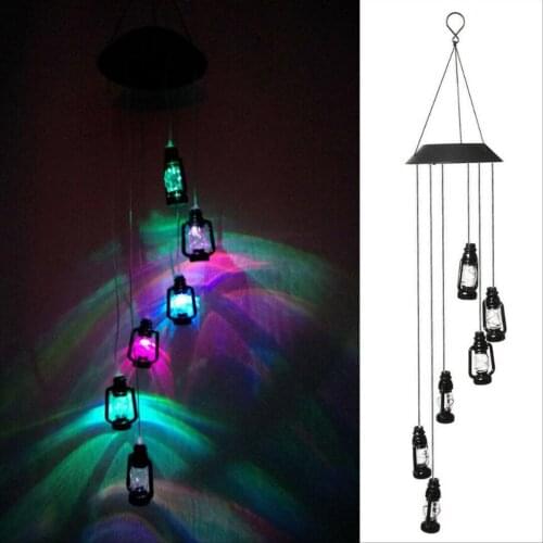 Lamp Shaped Solar Wind Chime Color Changing Solar LED Lights Outdoor Mobile Hanging Patio Light, Romantic, Warm, Eco-Friendly