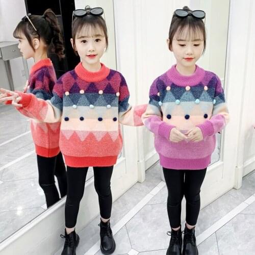 Girl Sweater Kids Outwear Tops 2021 Fashion Fleece Thicken Warm Winter Autumn Knitting Christmas Gifts Cardigan Children Clothin