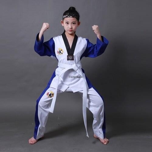 Taoyekma Taekwondo Uniform WTF New Adult Male Female child kids Breathable Cotton Taekwondo Approved Dobok Uniform Clothes T61