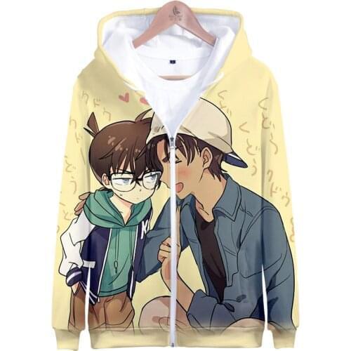 Detective Conan TV Zipper Hoodie boys 3D Hoodies Sweatshirts Men/Women Harajuku Casual Case Closed Hooded Pullover