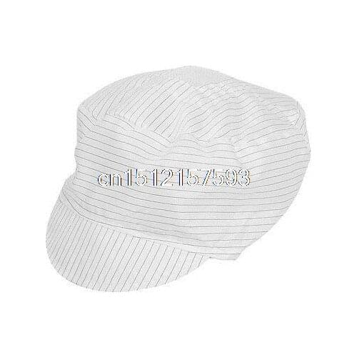 Adult White Black Striped QC Computer Hat Antistatic Visor Cap