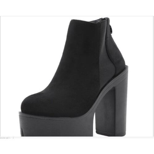 New Fashion Spring Autumn Women Boots Good Quality Solid Suede sexy Black Women Shoes Comfortable High Heels Boot Large size