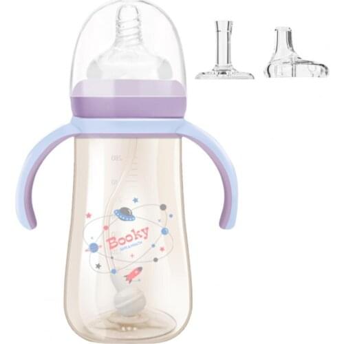 1 Set 240ml/280ml Baby Kids Bottle Leak-proof Multi-Use Portable Infant Straw Feeding Bottle for Toddler