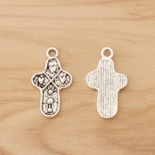 20 Pieces Tibetan Silver Metal Cross Charms Pendants Beads for Bracelet Necklace Jewellery Making 21x15mm