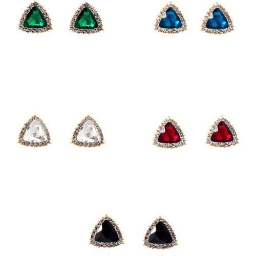 2016 Fashion triangle design stud earring shine crystal alloy earring for women cheap sweet jewelry #ER140