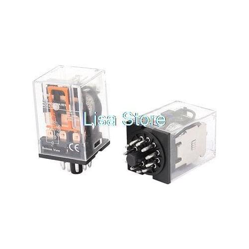 DC 24V Coil Power Relay 11 Round Pins 3PDT 3P2T 3NO 3NC MK3P 2 Pcs