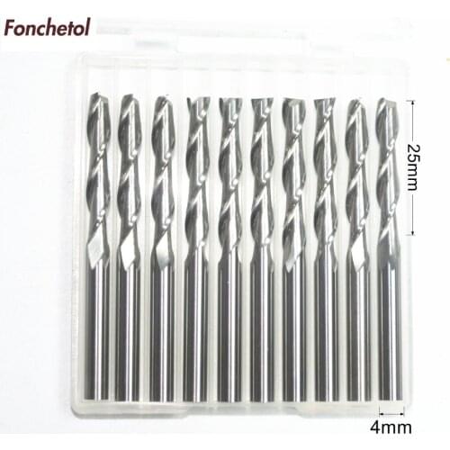 4mm*25mm-10pcs CNC machine tool,Tungsten Solid carbide milling cutter,2 flutes spiral end mill,Acrylic,PVC,MDF,Plexiglass