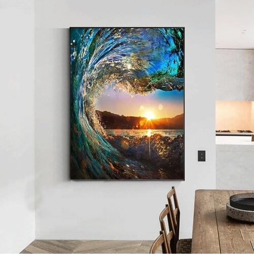 5D DIY Diamond Painting Beach Sunset Landscape Diamond Inlaid Embroidery Mosaic Home Decoration Painting Can Be Customized