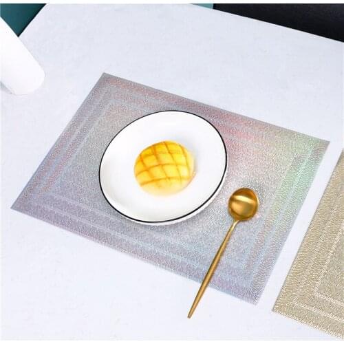 6/4pcs New Style Rectangular Solid Color Border Placemats PVC Colorful Modern Minimalist Home Anti-scalding Heat Insulation Pad