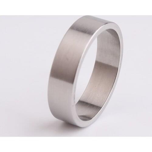 6mm Smooth brushed Flat Thick version 316L Stainless Steel finger rings for men wholesale