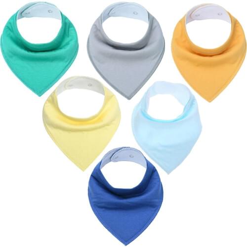 6 Pack Baby Bibs Newborn Triangle Bandana for Drooling and Teething Solid Cotton Super Absorbent Feeding Accessories Infants