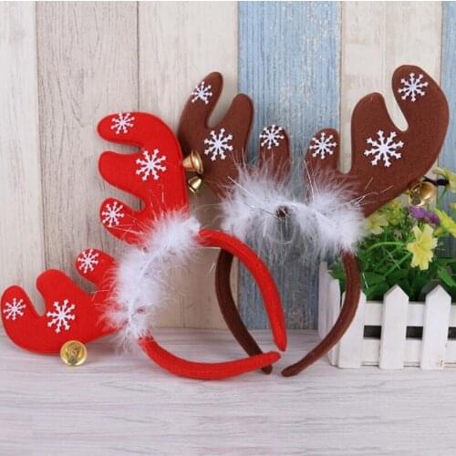 Merry Christmas Ornaments Bell Feather Decorations Antlers Christmas Headband Party Christmas Decorations F20173922