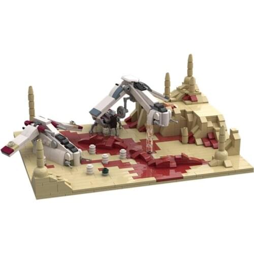 BuildMOC Battle of Clones Geonosis Gunship LAAT Dropship&AT-TE Building Blocks Bricks Toys