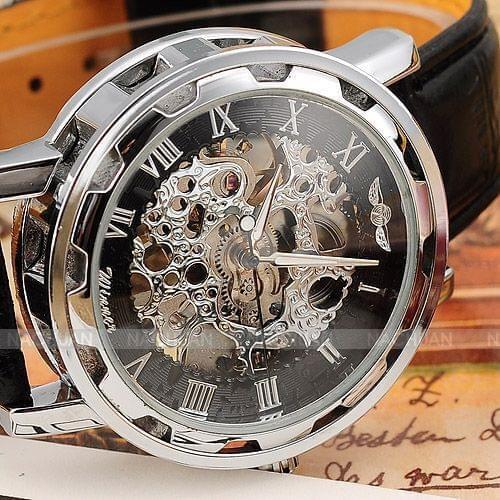 2020 New Hot Sale Skeleton Hollow Fashion Mechanical Hand Wind Men Luxury Male Business Leather Strap Wrist Watch Relogio