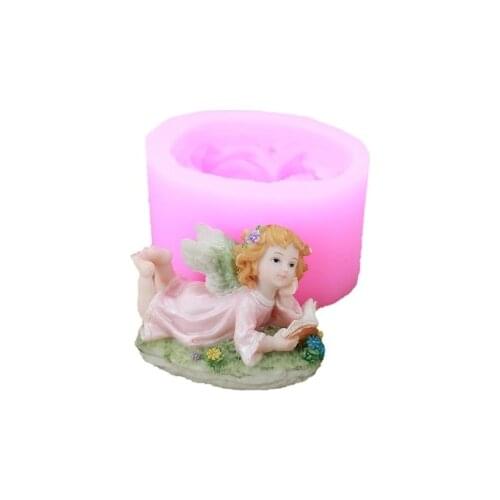 Flower Fairy Silicone Mold Chocolate Fondant Aroma Sugar Carving Candle Mould Resin Clay Angel Baby Girl Soap DIY Candle Making