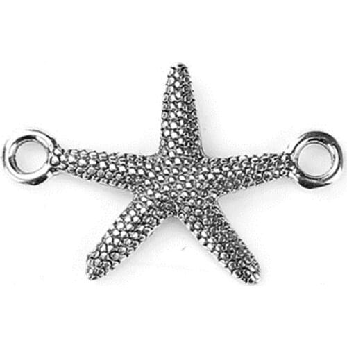 DoreenBeads Zinc Based Alloy Connectors Starfish silver color Charms DIY Jewelry Components 33mm x 21mm( 7/8"), 2 PCs
