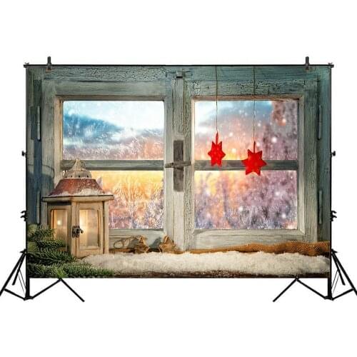 Windows photography backdrop Christmas Photo background Studio Winter Scenic Photocall Family Party Decoration Supplies Props