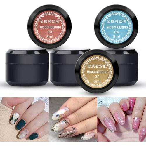 Nail Spider Gel Metal Effect UV LED Nail Polish Varnish Painting Draw Line Rose Gold Silver DIY Nail Art Manicure Beauty Tools