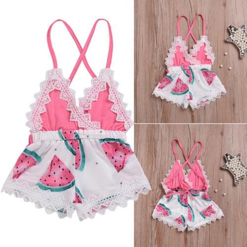 Newborn Baby Girl Romper Lace Floral Rompers Jumpsuit Outfits Backless Clothes 0-5Y