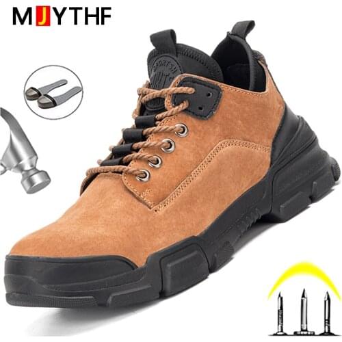 Men Boots Steel Toe Safety Shoes Men Work Boots Anti-puncture Anti-smash Work Shoes Sneakers Men Industrial Shoes Hiking Boots