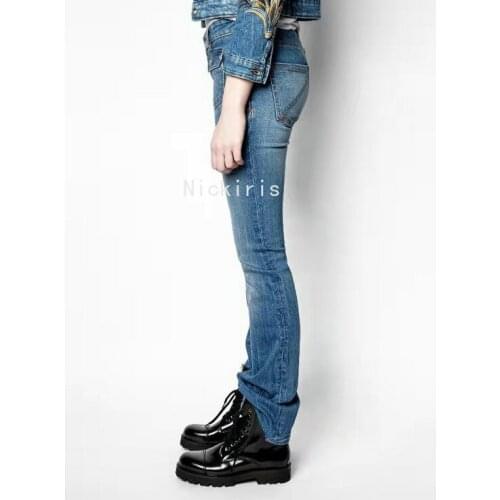 2021 Spring and Summer New Jeans Trend Casual Washed Straight Trousers Commuting Jeans