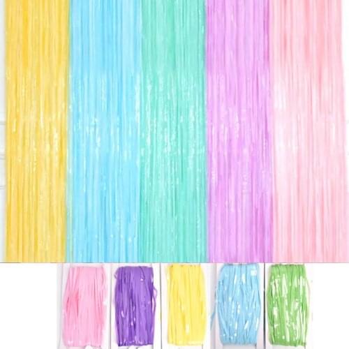 Pastel Curtain Backdrop Tinsel Curtain Tassel Garland Pastel Macaron Rainbow Unicorn Party Decoration Baby Shower Christening