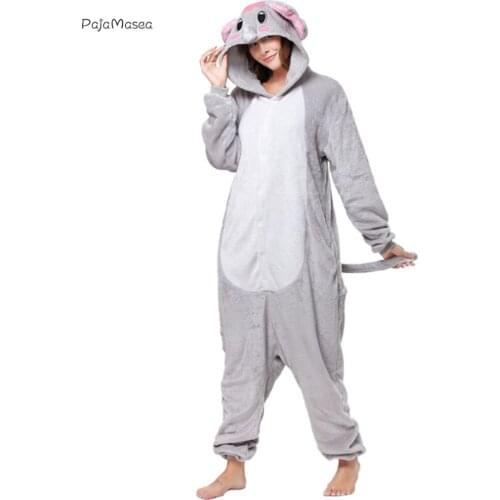 Elephant Kigurumi For Adults Animal Cartoon Pajamas Hooded Onesies for Adults Women One piece pijamas Flannel Onsies Costume