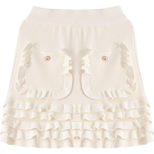 Pleated Mini Skirt 2021 Summer New Sweet Ruffled Fashion Knitted Elegant Sexy Mini Skirt Sexy Retro Skirt