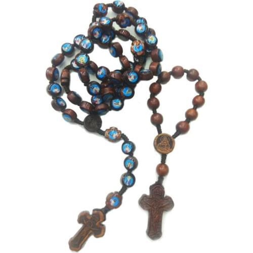 Religious Rosary cross necklace Rosary 10mm Crucifix Pendant Necklaces Cross Necklace
