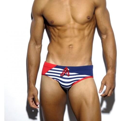 Low waist striped sexy swimwear 2021 new men swim briefs trunks men beach short gay bikibi man surf sports triangular swimsuits