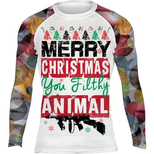 Merry Christmas Ya Filthy Animal Unisex Casual Vibrant MMA BJJ Jiu Jitsu No Gi Undershirt Base Layers