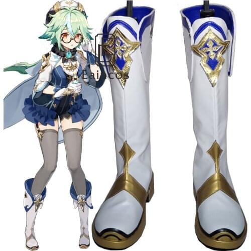 Game Genshin Impact Sucrose Cosplay Shoes High Heel PU Leather Shoes Halloween Carnival Custom Made Boots