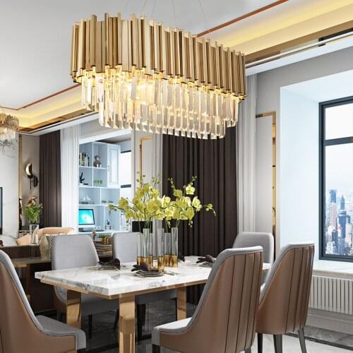 Restaurant modern crystal chandelier luxury oval chandelier atmospheric restaurant hanging