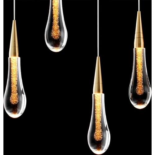 Modern Crystal Led Pendant Lights Nordic Gold Hanging Lamps Restaurant Home Lamp Kitchen Island Pendant Lights Indoor Lighting