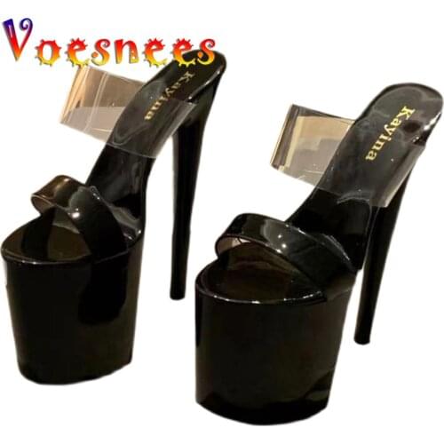 Shoes For Women 2021 Walk Show Model Platform Sandals 20CM Super High Heels Sexy Nightclub Pole Dance Thin Heel Women Slippers