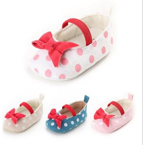 Spring and Autumn 0-1 years old girl baby polka dot butterfly knot princess shoes baby toddler shoes