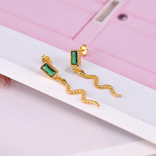 925 Sterling Silver Ear Needle Crystal CZ Snake Shaped Stud Earrings Exquisite Luxury Jewelry For Women Birthday Gifts