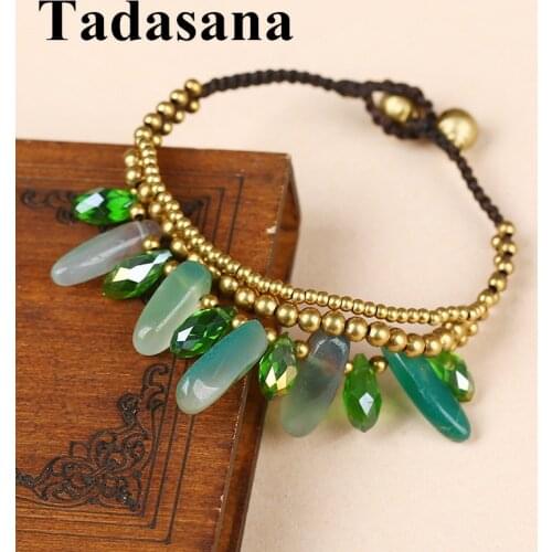 Copper Beads Bracelet Natural Stone Friendship Bracelets For Women Jewelry Accessory Vintage Rope Handmade Bangle Rose Quartz Gi