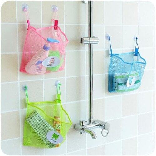 1PC Baby Bath Tidy Storage Bags Suction Cup Bag Baby Bathroom Toys Mesh Bag Organizer Net 25x26cm