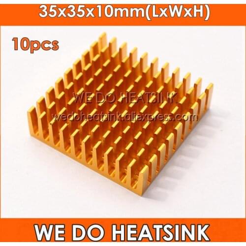 10pcs 35x35x10mm Heatsink Heat Sinks Heatsinks Radiator Cooler Aluminum Golden Anodized Hot Sales And Free Shipping