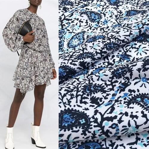 145cm*100cm designer fabric big brand new cashew flower twill clothing haute couture printed sewing fashion fabric for dress