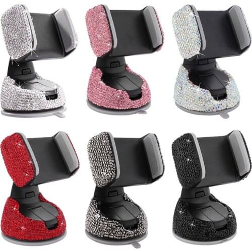 2 in 1 Rhinestone Car Phone Holder Stand Dashboard Suction Cup Mount Air Vent Clip Bracket Holder for Smartphone Mobile phones